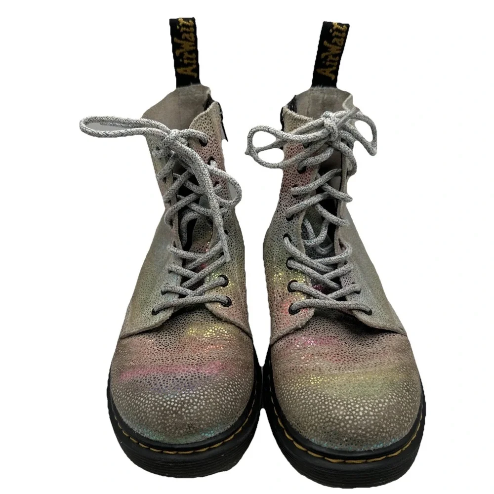 Dr. Doc Martens 1460 Pascal‎ J Iridescent Rainbow Shimmer Sparkle Boots Size 3